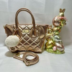 Luv Betsey by Betsey Johnson Rose Gold Quilted Crossbody Satchel, NWOT